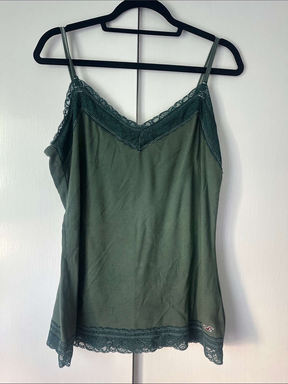 Hollister Green Lace Trim Cami Tank